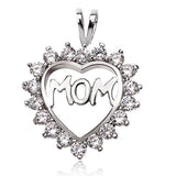 'MOM' Sterling Silver Rhinestone Pendant