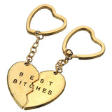 1 Pair Best Bitches Love Heart Couple Keychains