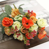 1 Bouquet 21 Heads Artificial Rose Flowers Leaf Home Party Wedding Craft Decoration