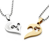 1 Pair I Love You Matching Hearts Lover Necklaces