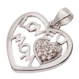 'Love U Mom' Rhinestone Heart Pendant